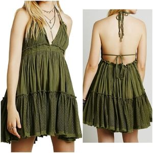 Womens Summer Halter Deep V Neck Sexy dress mini